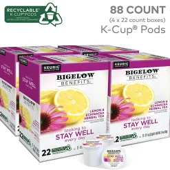 Bigelow Stay Well Herbal Tea Keurig Single Serve K-Cup Pods, 22 Pods Per Pack, Case Of 4 Packs