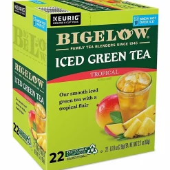 Bigelow Tropical Iced Green Tea K-Cup Pods, 0.10 Oz, Pack Of 22 Pods