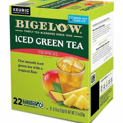 Bigelow Tropical Iced Green Tea K-Cup Pods, 0.10 Oz, Pack Of 22 Pods