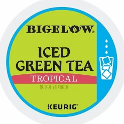Bigelow Tropical Iced Green Tea K-Cup Pods, 0.10 Oz, Pack Of 22 Pods