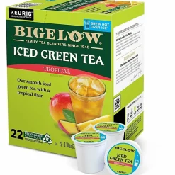 Bigelow Tropical Iced Green Tea K-Cup Pods, 0.10 Oz, Pack Of 22 Pods