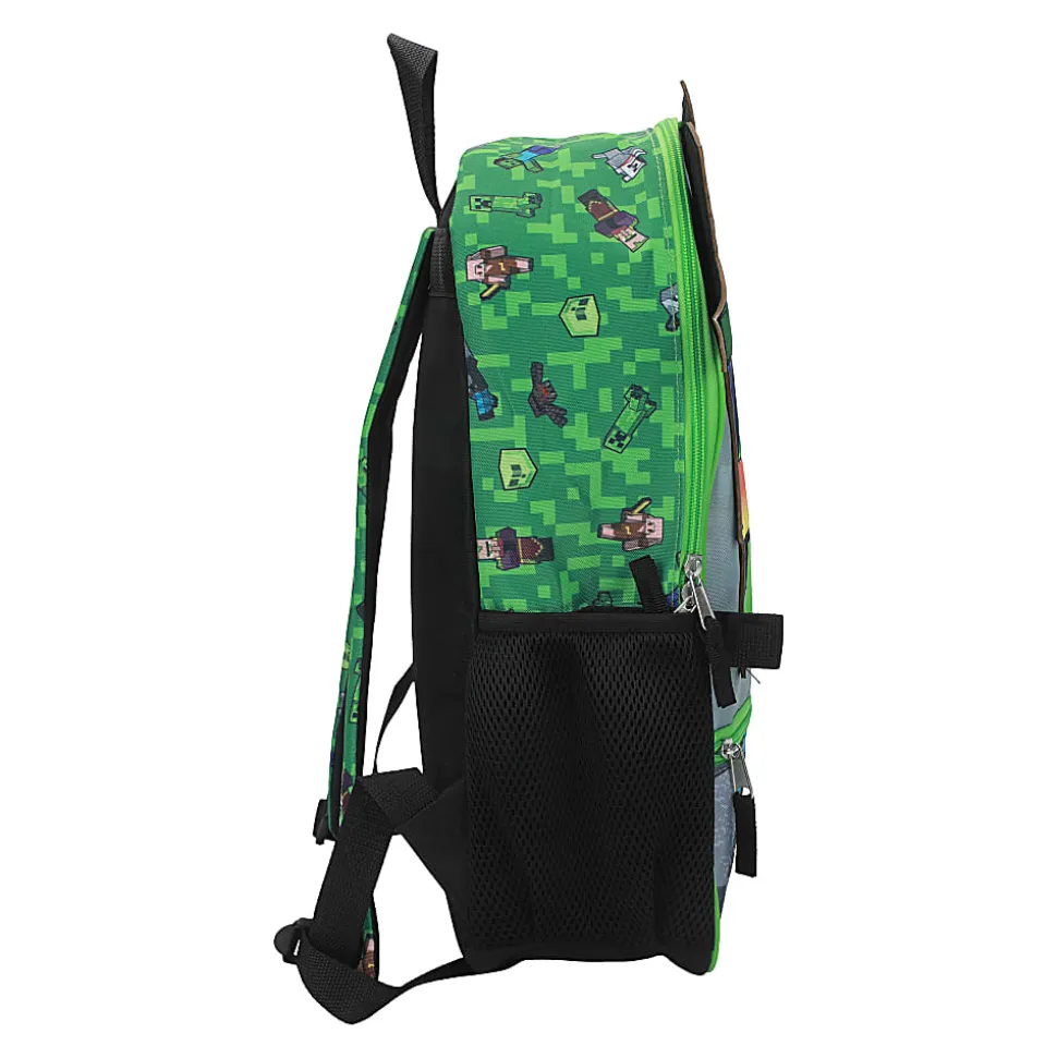 Bioworld Minecraft 6-Piece Backpack Set, Green, Total Qty 1