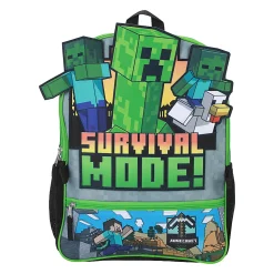 Bioworld Minecraft 6-Piece Backpack Set, Green, Total Qty 1