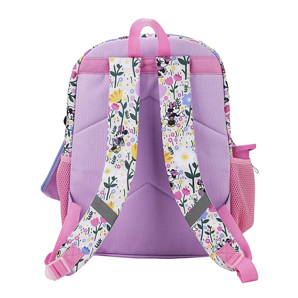 Bioworld Minnie Mouse Backpack With Lunch Bag, Utility Case, Key Chain, Water Bottle And Carabiner, Multicolor