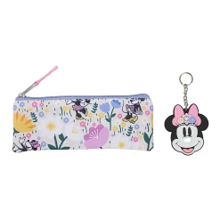 Bioworld Minnie Mouse Backpack With Lunch Bag, Utility Case, Key Chain, Water Bottle And Carabiner, Multicolor