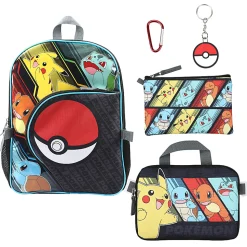 Bioworld Pokémon 5-Piece Backpack Set, Multicolor, Total Qty 1
