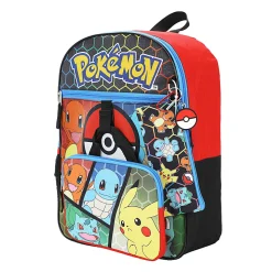 Bioworld Pokémon Starter Characters 5-Piece Backpack Set, Red