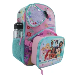 Bioworld Princess Backpack With Removable Coin Purse/Printed Water Bottle/Key Chain/Lunch Bag, Multicolor
