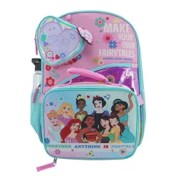 Bioworld Princess Backpack With Removable Coin Purse/Printed Water Bottle/Key Chain/Lunch Bag, Multicolor