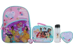 Bioworld Princess Backpack With Removable Coin Purse/Printed Water Bottle/Key Chain/Lunch Bag, Multicolor
