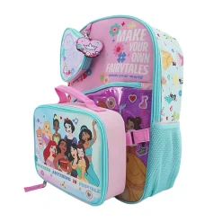Bioworld Princess Backpack With Removable Coin Purse/Printed Water Bottle/Key Chain/Lunch Bag, Multicolor