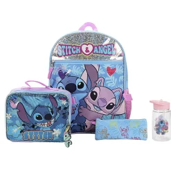 Bioworld Stitch Backpack With Lunch Bag/Key Chain/Water Bottle/Carabiner, Multicolor