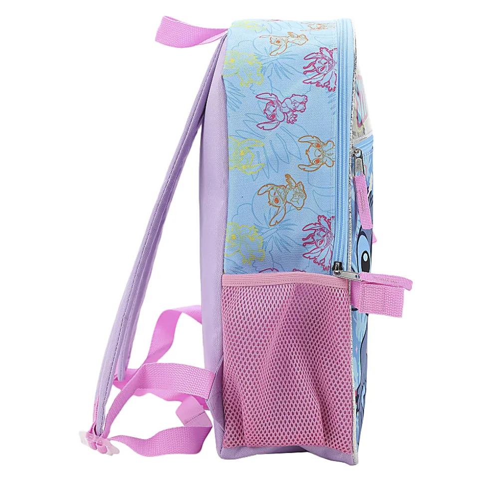 Bioworld Stitch Backpack With Lunch Bag/Key Chain/Water Bottle/Carabiner, Multicolor