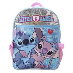 Bioworld Stitch Backpack With Lunch Bag/Key Chain/Water Bottle/Carabiner, Multicolor
