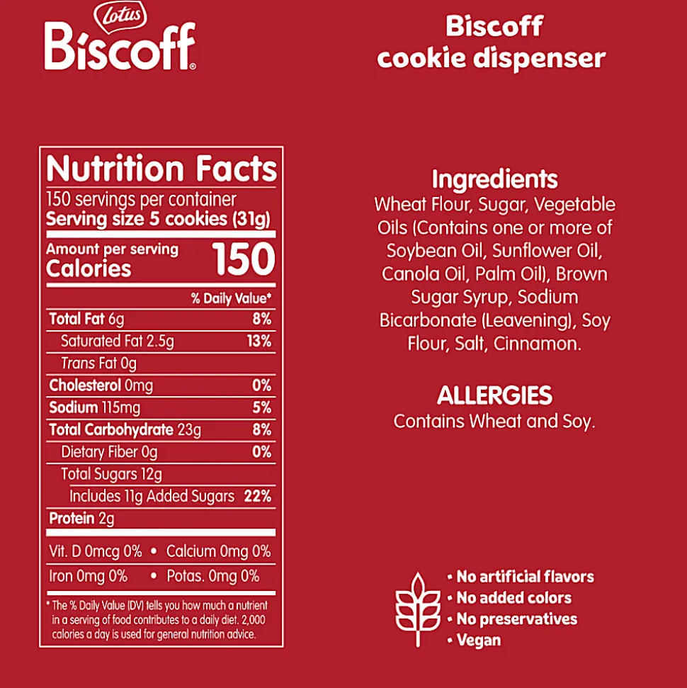 Biscoff Cookies, 0.22 Oz, Dispenser Of 150 Cookies