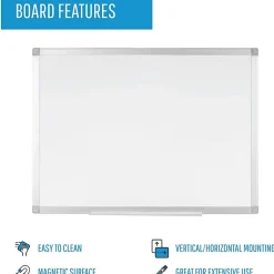 Bi-silque Ayda Porcelain Magnetic Dry-Erase Board, 24