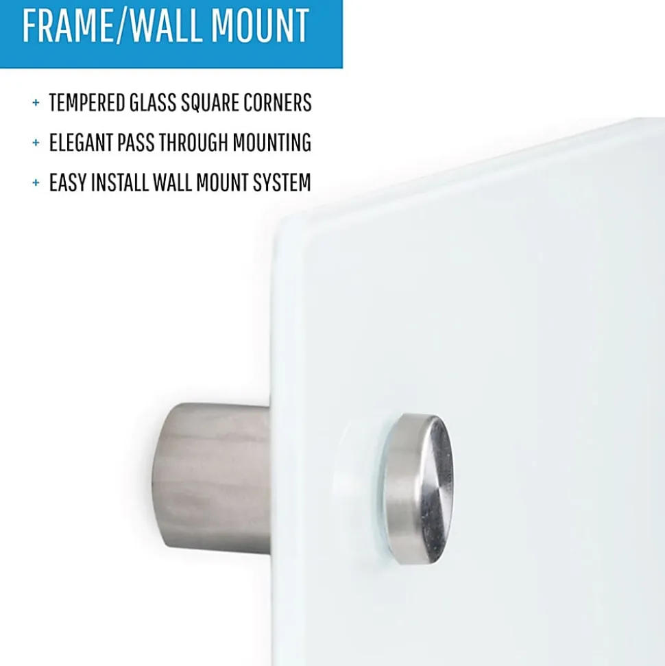 Bi-silque Magnetic Glass Dry Erase Board - 24" (2 ft) Width x 36" (3 ft) Height - White Glass Surface - Rectangle - Horizontal/Vertical - 1 Each