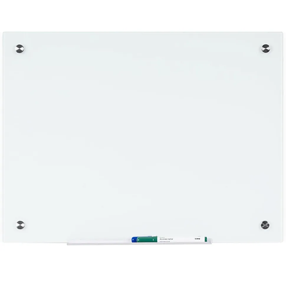 Bi-silque Magnetic Glass Dry Erase Board - 24" (2 ft) Width x 36" (3 ft) Height - White Glass Surface - Rectangle - Horizontal/Vertical - 1 Each