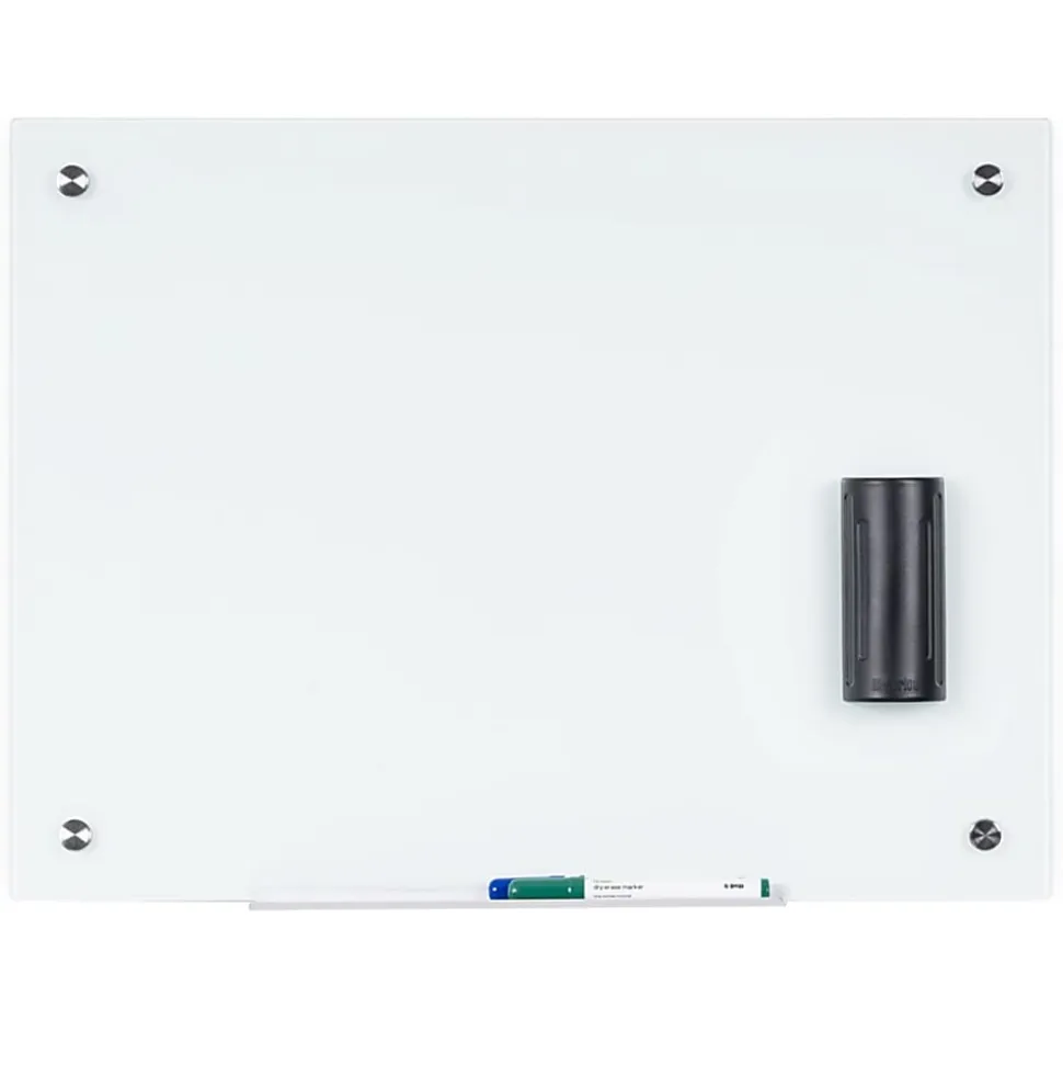 Bi-silque Magnetic Glass Dry Erase Board - 24" (2 ft) Width x 36" (3 ft) Height - White Glass Surface - Rectangle - Horizontal/Vertical - 1 Each