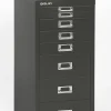 Bisley 15"D Vertical 8-Drawer Under-Desk File Cabinet, Black