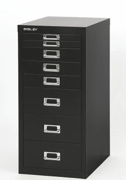 Bisley 15"D Vertical 8-Drawer Under-Desk File Cabinet, Black