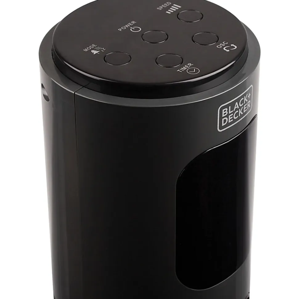 Black+Decker BFTR146 46-Inch Oscillating Tower Fan with Remote - 3 Speed - Variable Oscillation, Air Circulation, LED Display, Timer - Charcoal Gray