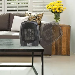 Black+Decker BHDC201 1,500-Watt Personal Ceramic Heater, 9-1/4”H x 7-5/16”W x 6-5/16”D, Black