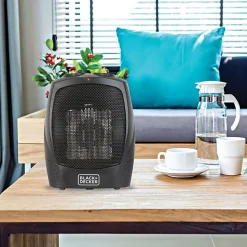Black+Decker BHDC201 1,500-Watt Personal Ceramic Heater, 9-1/4”H x 7-5/16”W x 6-5/16”D, Black