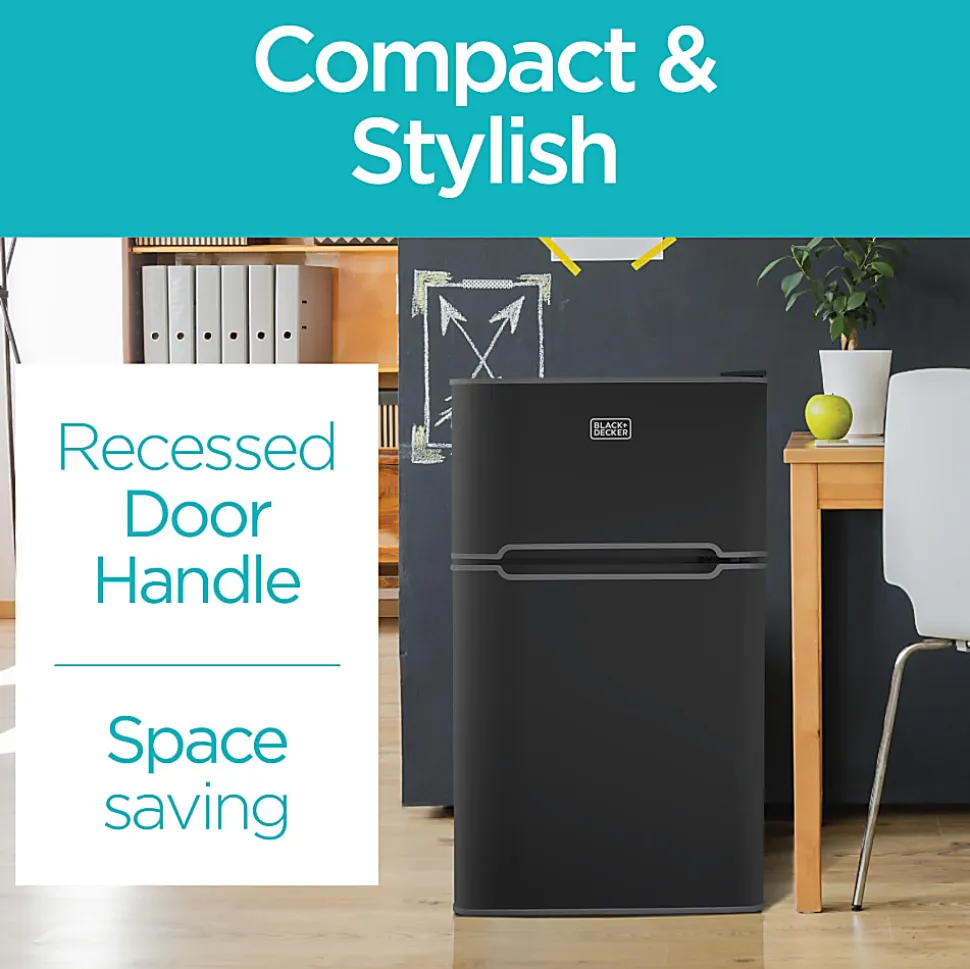Black+Decker 3.1 Cu. Ft. 2-Door Refrigerator With True Freezer, Black