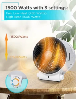 Black+Decker Dual Function 1,500W Desktop Heater And Fan, 9-3/4”H x 8-11/16”W x 6-15/16”D, White