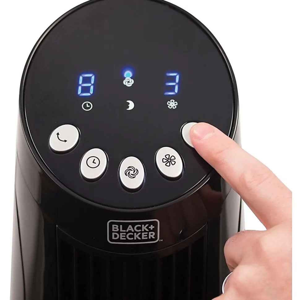 Black+Decker 36 In. Digital Tower Fan With Remote - 3 Speed - Oscillating, Timer-off Function - 35.9" Height x 11.8" Width x 11.8" Depth