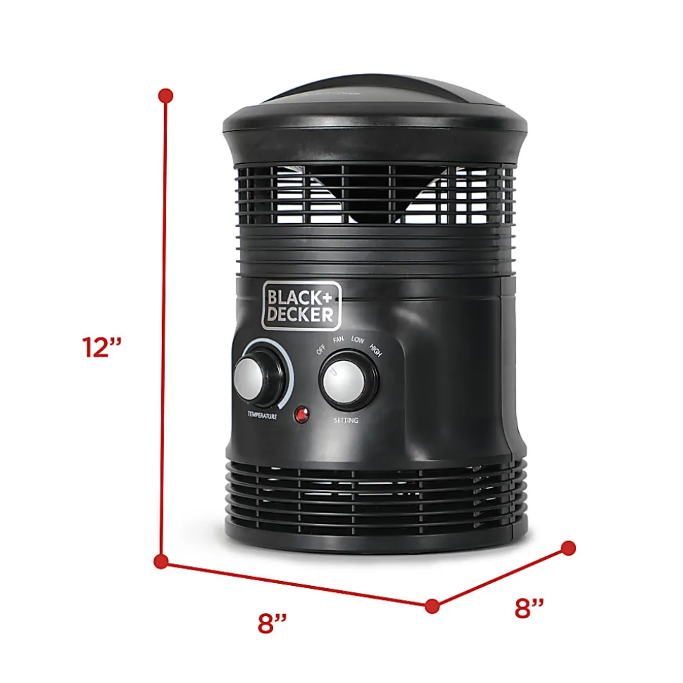 Black+Decker 360° Personal Portable Space Heater, 12-1/16"H x 7-7/8"W x 8-1/8"D