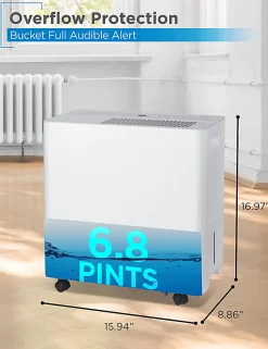 Black+Decker 22-Pint Portable Dehumidifier, 1,500 Sq. Ft. Coverage, White, Total Qty 1