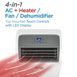 BLACK+DECKER Portable Air Conditioner 10,200 BTU DOE (14,000 BTU ASHRAE 128) with 12,000 BTU Heating for Rooms Up To 700 Sq. Ft., White