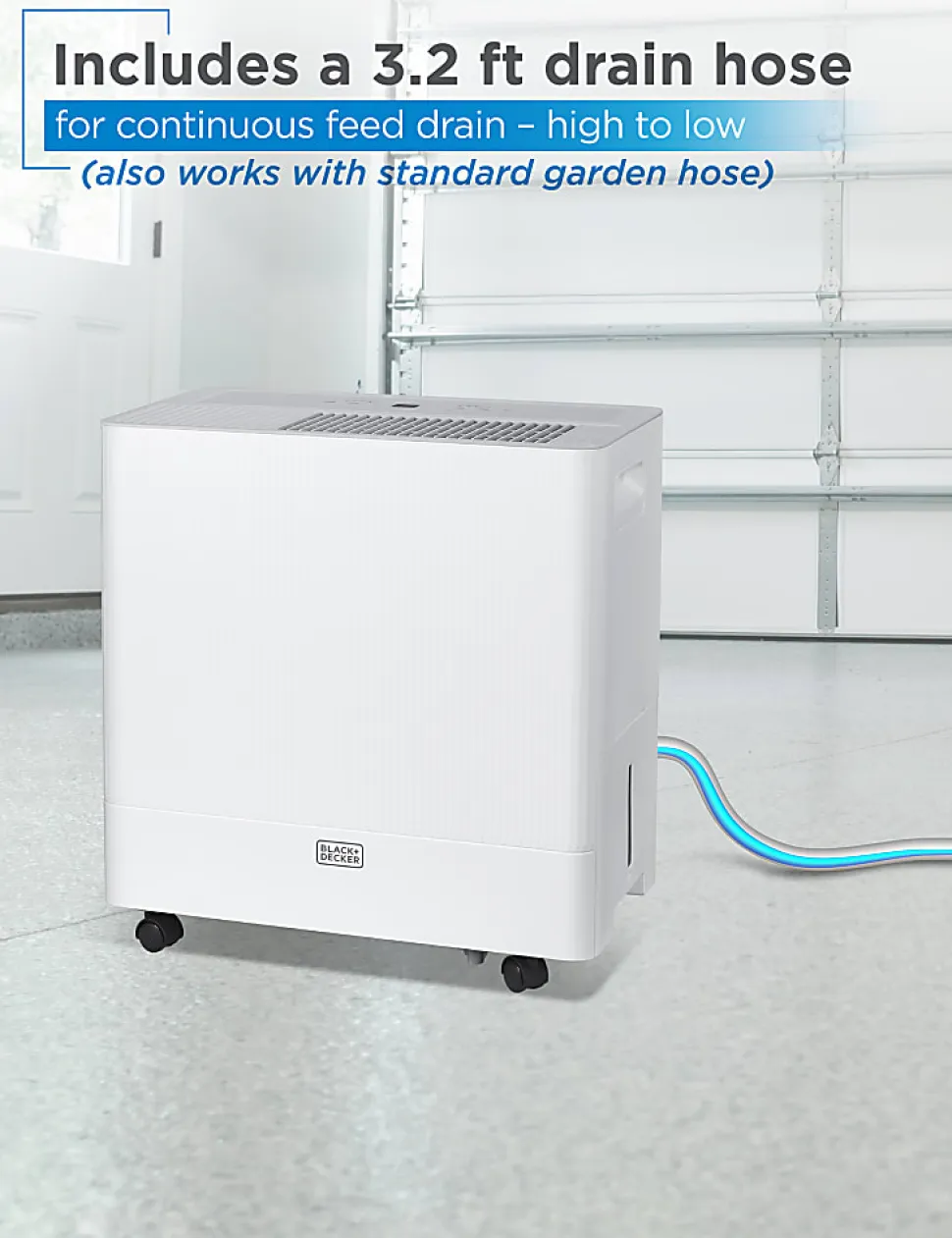 BLACK+DECKER Portable Dehumidifier, 36 Pint, Up To 3,000 Sq. Ft. Coverage, 10.56-Pint Bucket, White, Total Quantity 1