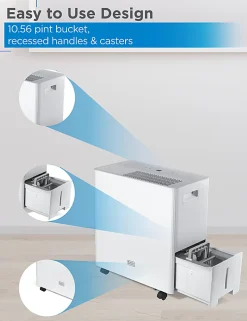 BLACK+DECKER Portable Dehumidifier, 36 Pint, Up To 3,000 Sq. Ft. Coverage, 10.56-Pint Bucket, White, Total Quantity 1
