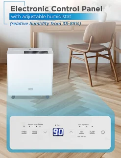 BLACK+DECKER Portable Dehumidifier, 50 Pints With Pump, 24-1/4