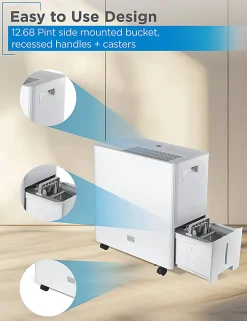 BLACK+DECKER Portable Dehumidifier, 50 Pints With Pump, 24-1/4