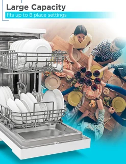 Black+Decker Portable Dishwasher, 35-11/16"H x 17-11/16"W x 23-5/8"D, White