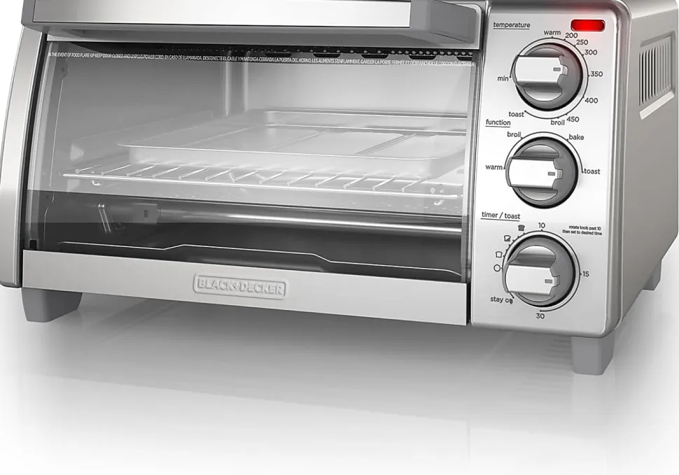 Black+Decker 4-Slice Toaster Oven, Silver, Total Qty 1