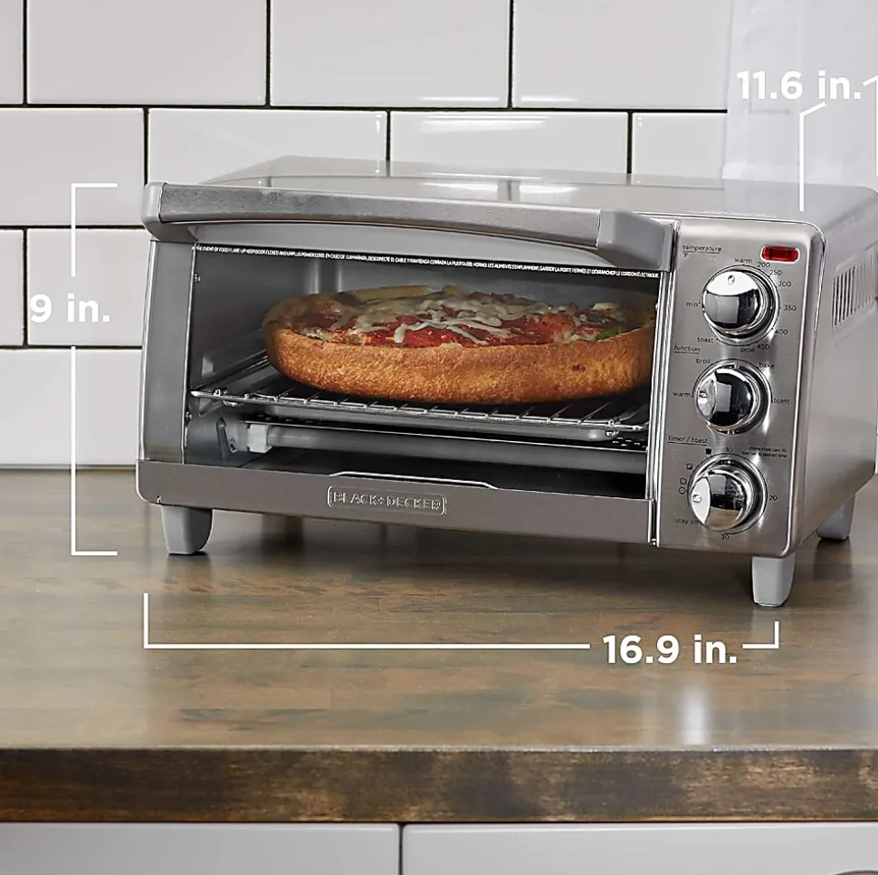 Black+Decker 4-Slice Toaster Oven, Silver, Total Qty 1