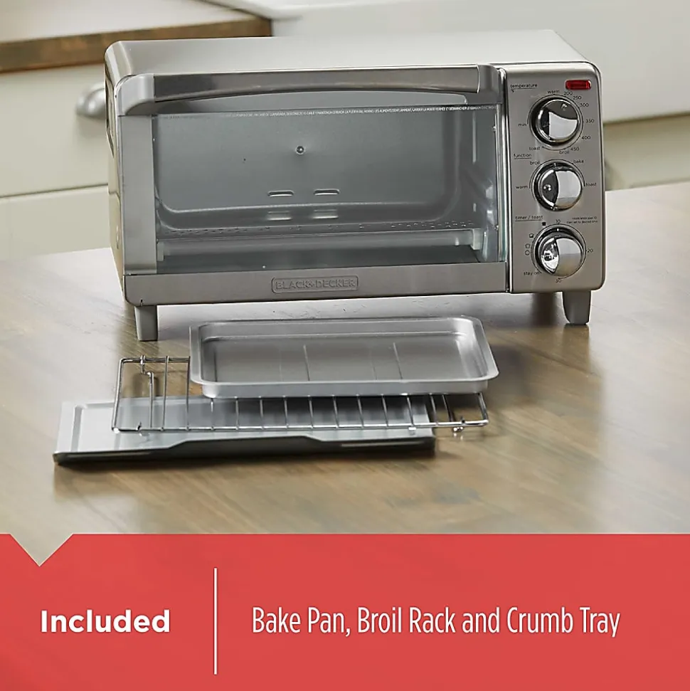 Black+Decker 4-Slice Toaster Oven, Silver, Total Qty 1