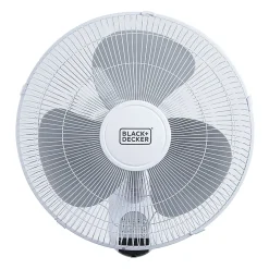 Black+Decker 3-Speed Oscillating Wall Fan With Remote, 18"H x 12"W x 12"D, White