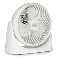 Black+Decker 3-Speed Portable Turbo Table Fan With Adjustable Tilt, 10-15/16”H x 6-1/8”W x 10-3/4”D, White