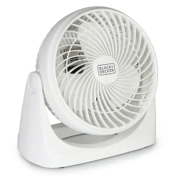 Black+Decker 3-Speed Portable Turbo Table Fan With Adjustable Tilt, 10-15/16”H x 6-1/8”W x 10-3/4”D, White
