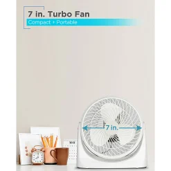 Black+Decker 3-Speed Portable Turbo Table Fan With Adjustable Tilt, 10-15/16”H x 6-1/8”W x 10-3/4”D, White