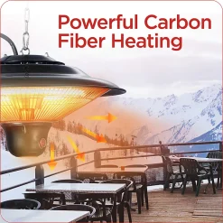 Black+Decker 1500-Watt Outdoor Ceiling-Mounted Electric Patio Heater, 56 Sq. Ft. Coverage, Black