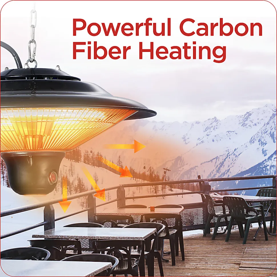 Black+Decker 1500-Watt Outdoor Ceiling-Mounted Electric Patio Heater, 56 Sq. Ft. Coverage, Black