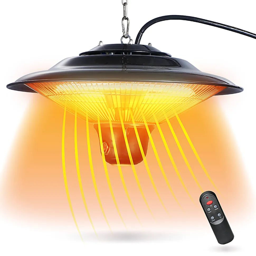 Black+Decker 1500-Watt Outdoor Ceiling-Mounted Electric Patio Heater, 56 Sq. Ft. Coverage, Black