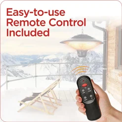 Black+Decker 1500-Watt Outdoor Ceiling-Mounted Electric Patio Heater, 56 Sq. Ft. Coverage, Black